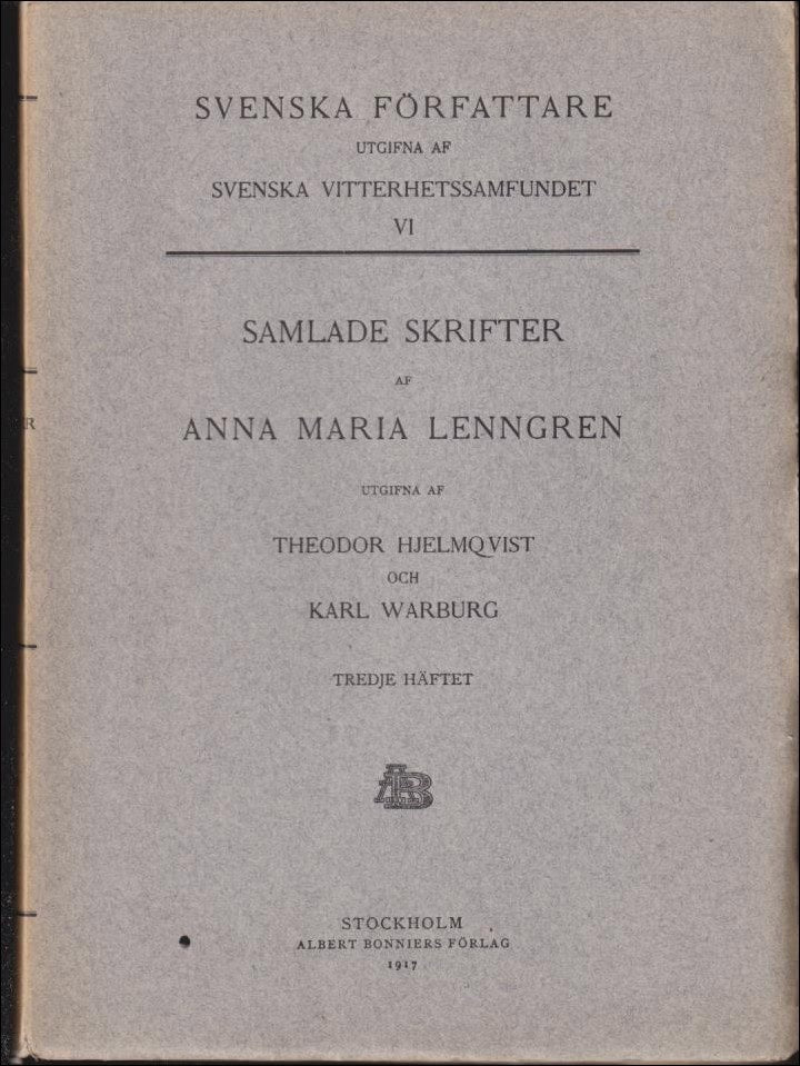 Lenngren, Anna Maria | Samlade skrifter : Tredje häftet