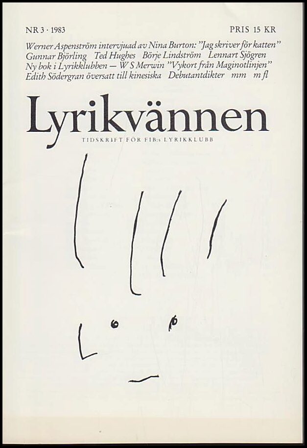 Lyrikvännen | 1983 / 3 : Werner Aspenström Intervjuad av Nina Burton