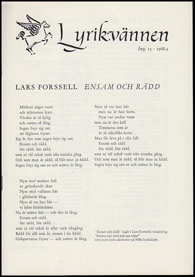 Lyrikvännen | 1966 / 4 : Lars Forssell