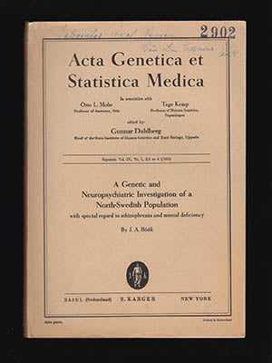 Böök, J. A. (Jan Arvid, 1915-1995) | A Genetic and Neuropsychiatric investigation of a North-Swedish Population : with s...