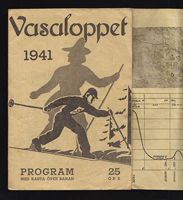 Vasaloppet. : Program 1941 med [utvikbar och lagad med japanpapper] karta över banan