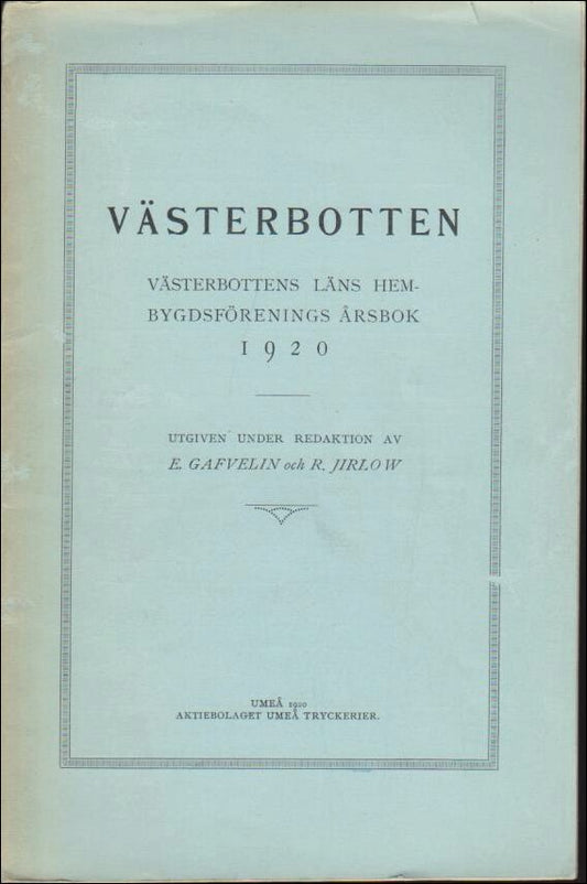 Västerbotten | 1920 / Årsbok