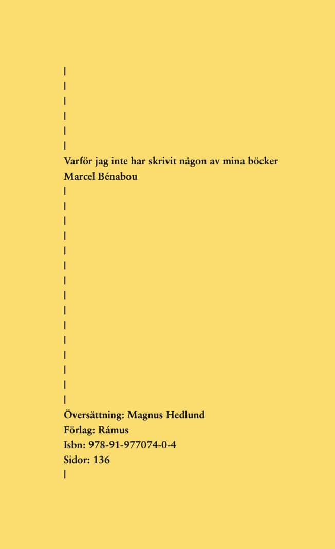 Bénabou, Marcel | Varför jag inte har skrivit någon av mina böcker