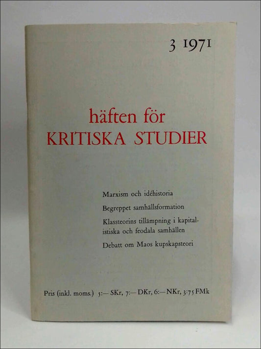 Häften för kritiska studier | 1971 / 3 : Marxismen